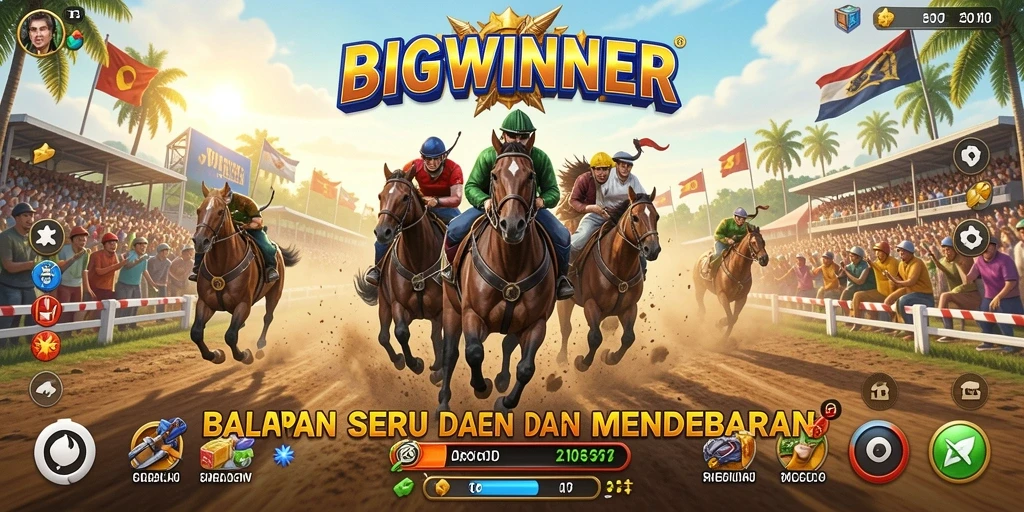Tampilan menarik dari gameplay balap BIGWINNER yang seru.