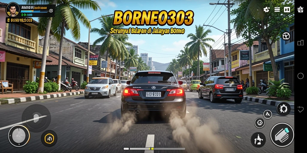 Gameplay seru BORNEO303 dengan trek indah di Borneo.