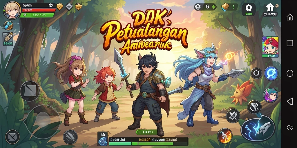 Tampilan gameplay DKK yang penuh warna dan mendebarkan.