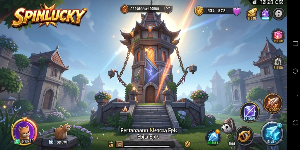Tangkapan layar SPINLUCKY menunjukkan aksi pertahanan menara yang mendebarkan.